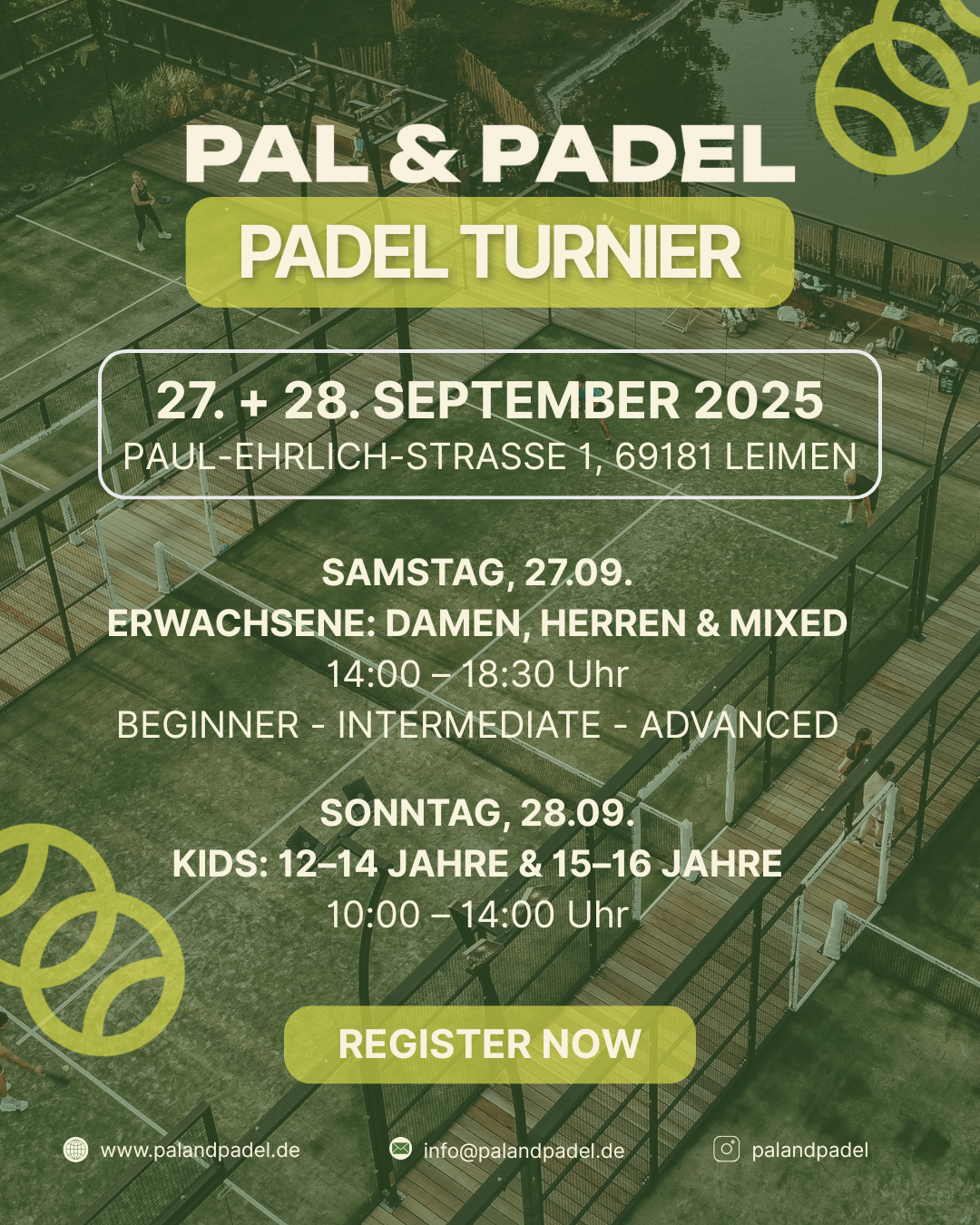 Teilnahme: PAL & PADEL - Kids-Turnier | 28.09.2025, 10:00 - 14:00 Uhr, 42€ pro team